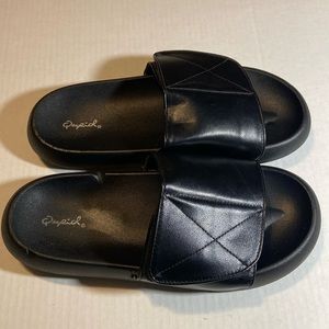 Qupid Faux Leather Slides